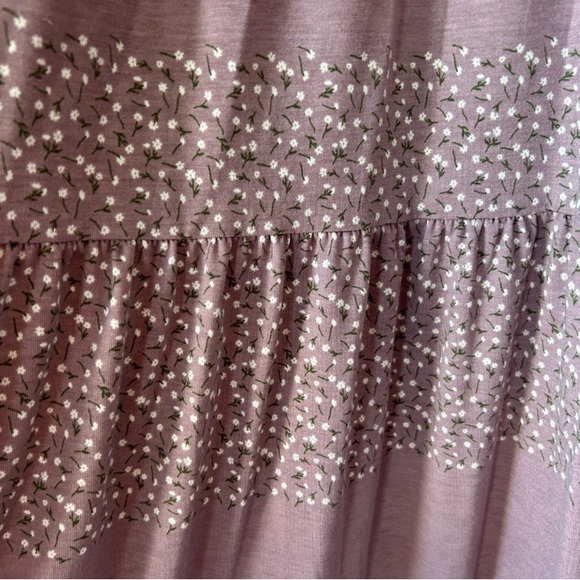 NWT Elastic Waist Purple Floral Tiered Boho Maxi Skirt - Picture 4 of 7